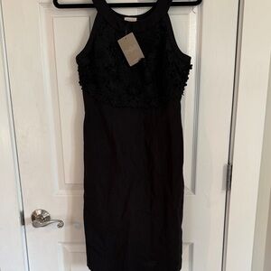 Anthropologie Black Lace Halter Midi Dress - Sleek Evening Style